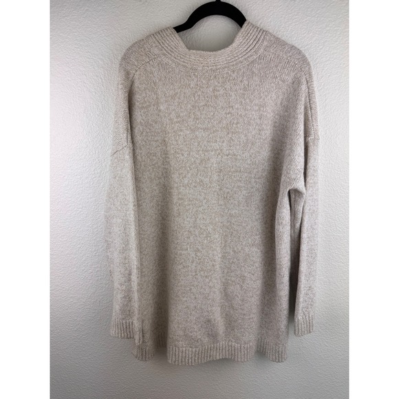 JJill Womens Beige Speckled V Neck Long Sleeve Knit Sweater Size L Casual Cozy - Picture 3 of 8